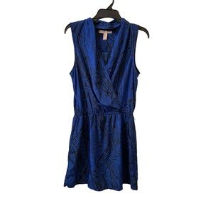 Forever 21 Vietnam Women V-neck Mini Sleeveless Waist band Blue Dress Size L